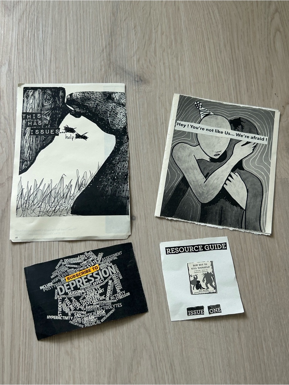 Black & White Mental Health Art Print Set